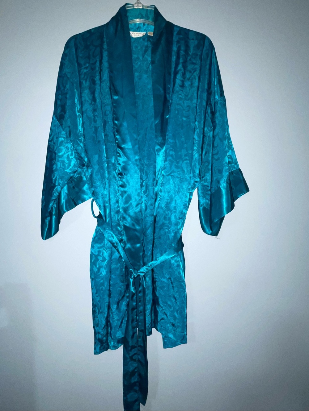 🦚Victoria Secret 90’s Teal Floral Jacquard Robe -Kimono Style